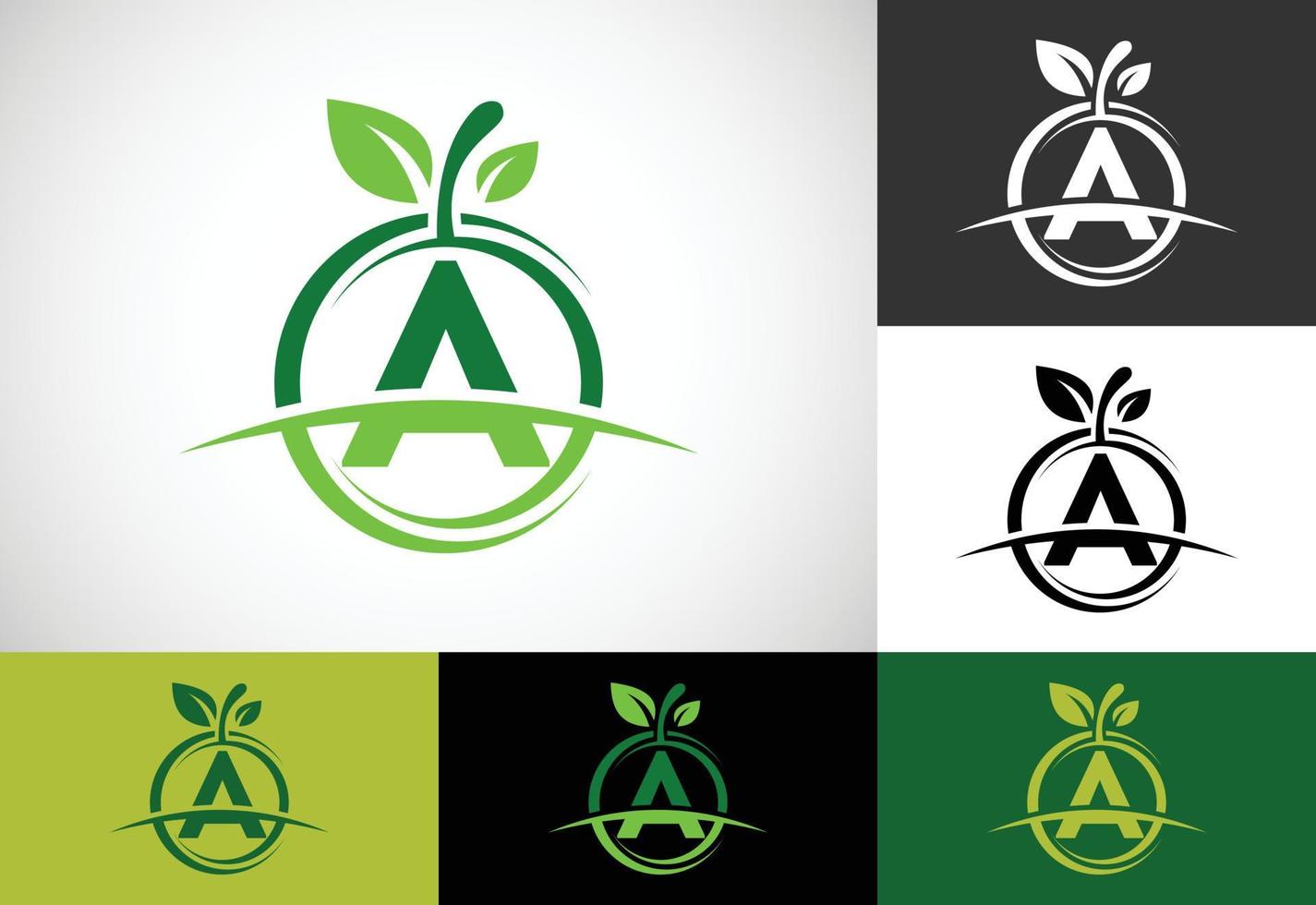 Initial A monogram alphabet with the abstract apple logo. Healthy food logo design vector