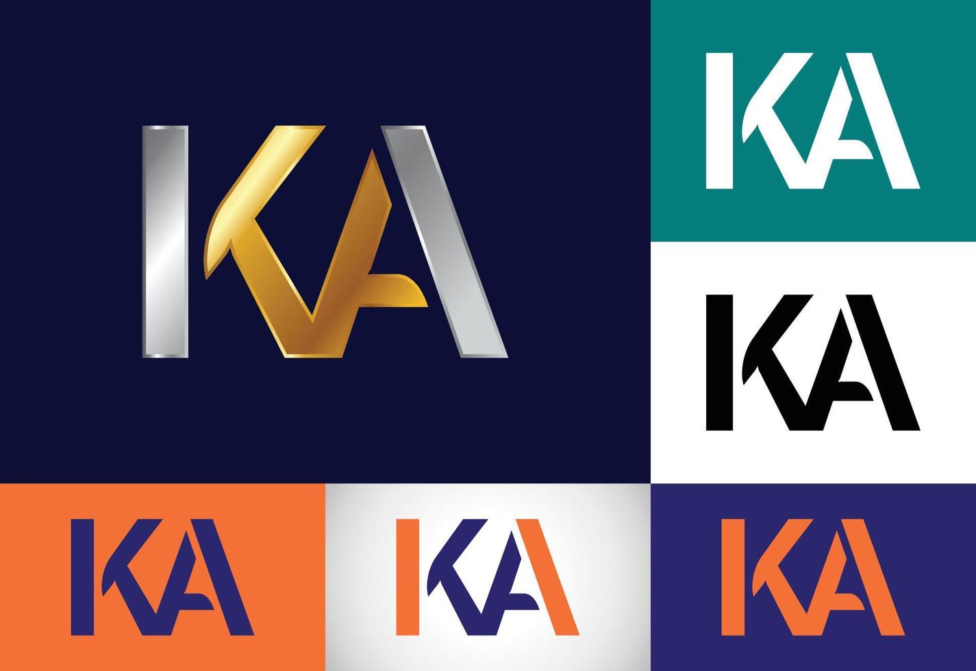 plantilla de vector de diseño de logotipo de letra de monograma inicial ka. diseño de logotipo de letra ka