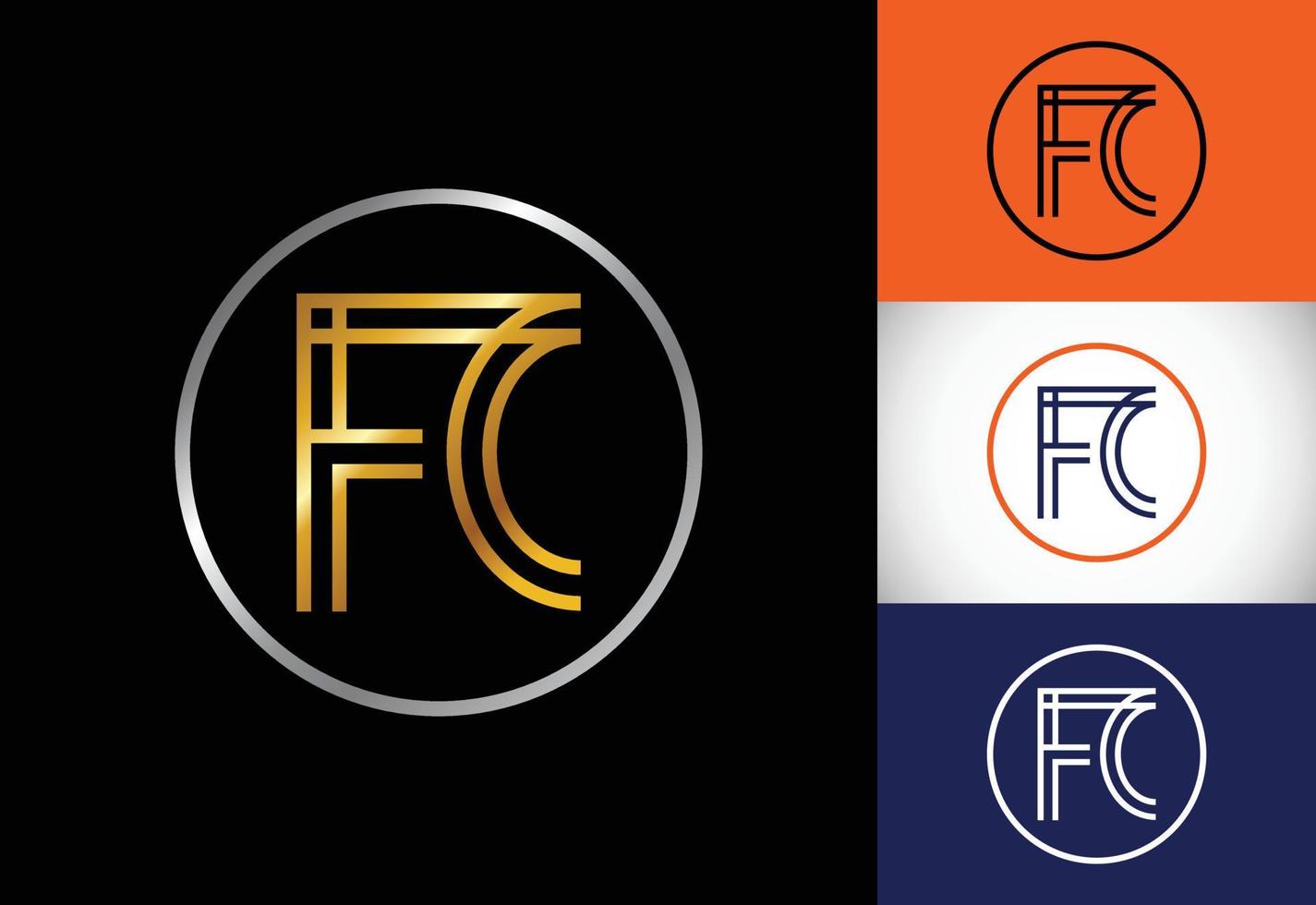 vector de diseño de logotipo de letra inicial fc. símbolo del alfabeto gráfico para la identidad empresarial corporativa