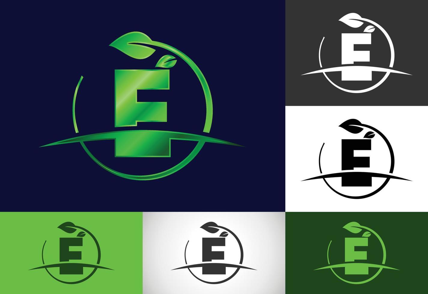Initial E monogram alphabet with circle leaf and swoosh. Eco-friendly logo concept. Modern vector logo for ecological business and company identity