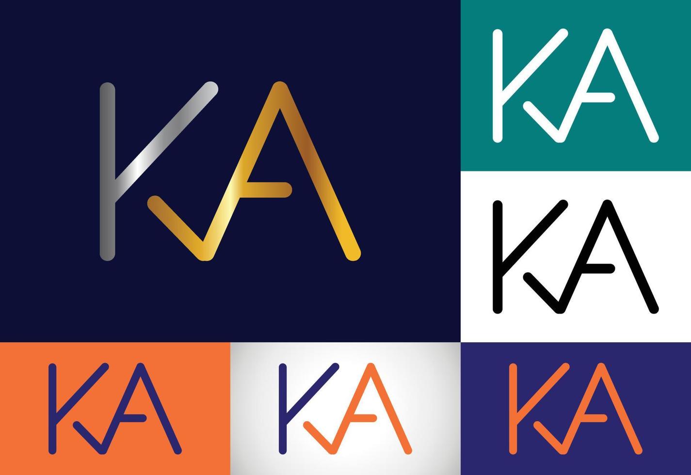 plantilla de vector de diseño de logotipo de letra de monograma inicial ka. diseño de logotipo de letra ka