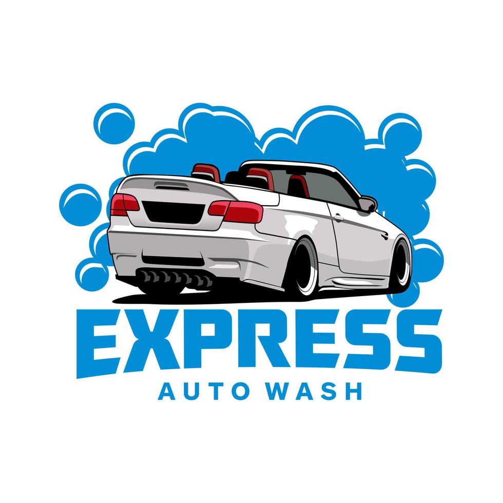 car wash illustration logo design concept vector