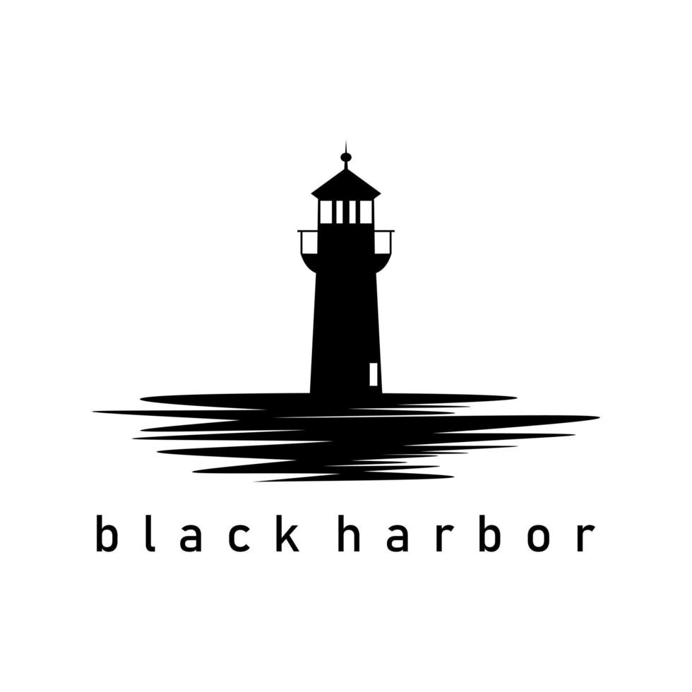 vector de icono de logotipo de diseño de puerto negro