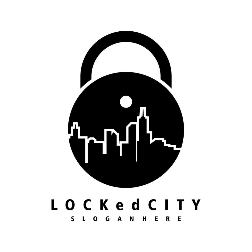 locked city design logo icon vector