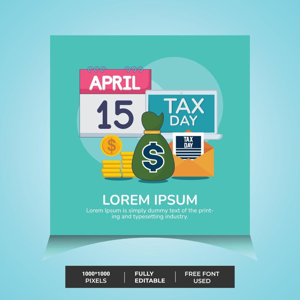 Tax day social media ads design with vector elements