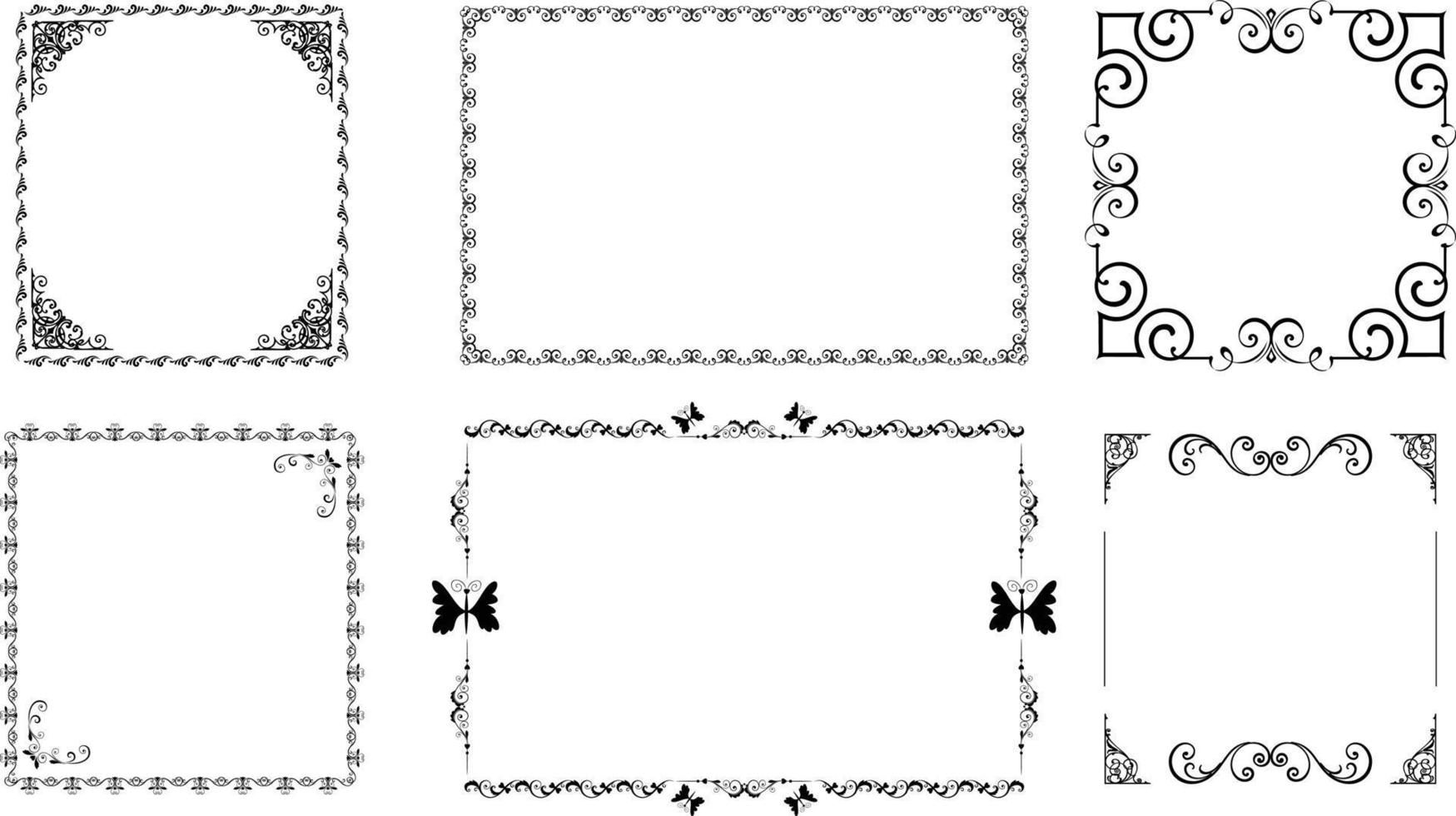 Floral, Decorative, Butterfly Frame, Boarders Set vector