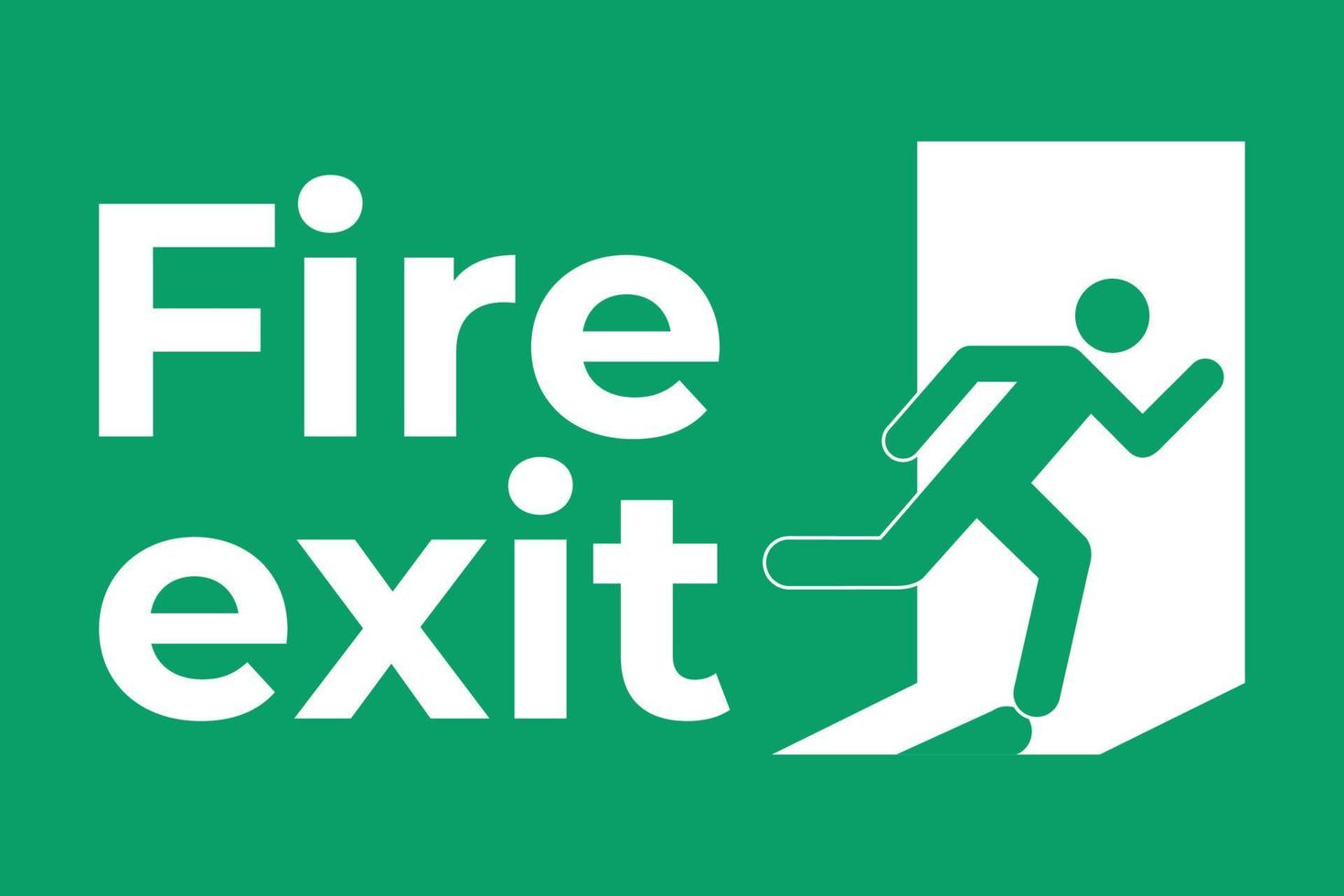 Fire Exit Warning Sign Icon. Emergency fire exit sign. running man icon to door. Green color. Vector. warning sign. vector