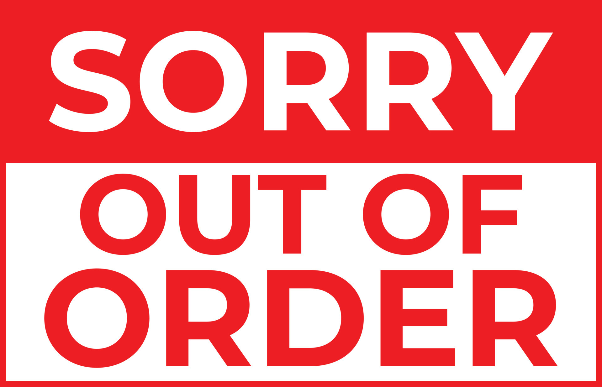 Sorry Out of Order Sign in Red and White Color 7249025 Vector Art at