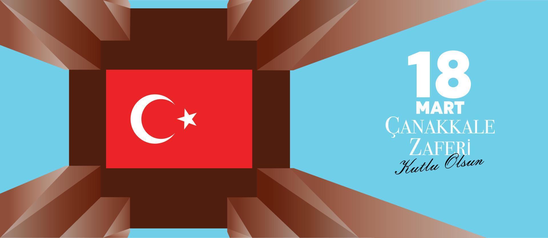 Happy 18 March. Canakkale Martyrs Monument. Modern and ready share and memorial design. vector