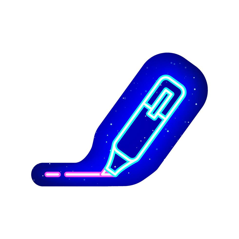 Neon colored felt-tip pen icon. Midnight blue. Neon ballpoint pen design. Realistic neon template icons. There is mask area on White Background. vector