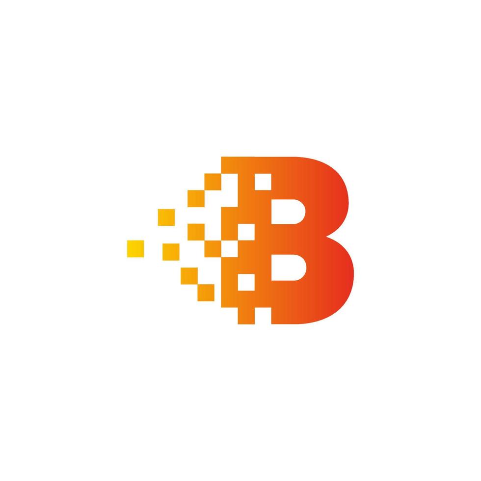 Colorful letter B fast pixel dot logo. Pixel art with the letter B. Integrative pixel movement. Creative scattered technology icon. Modern icon creative ports. Vector logo design.