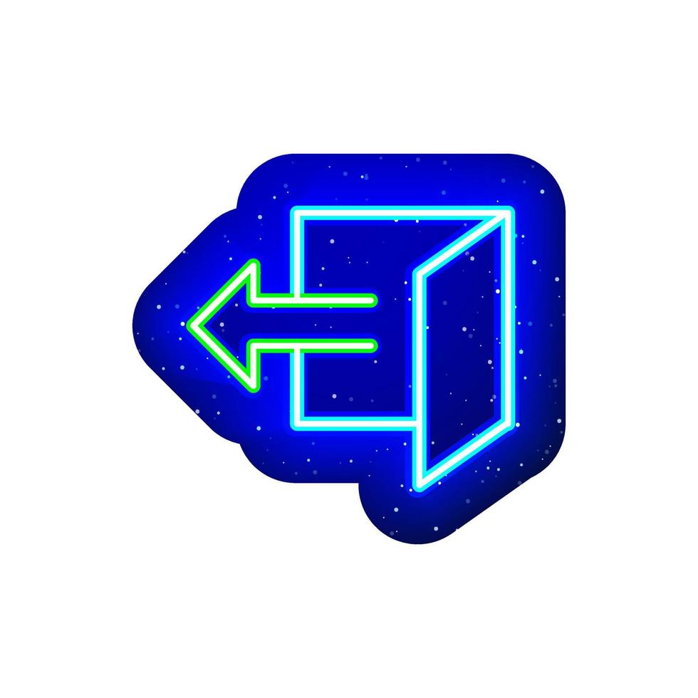 Neon blue emergency exit and door exit sign. Midnight blue. Door emergency escape point linear design with neon. Realistic neon icon. There is mask area on White Background. vector