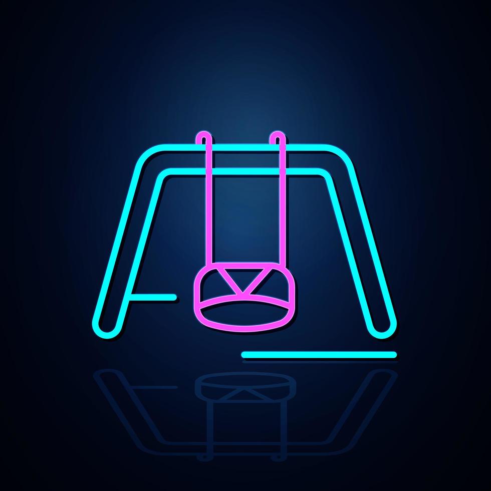 Light neon swing toy icon looks clear. Neon line swing icon. Fun and play light icon. Children's toy. symbol. Neon line. vector