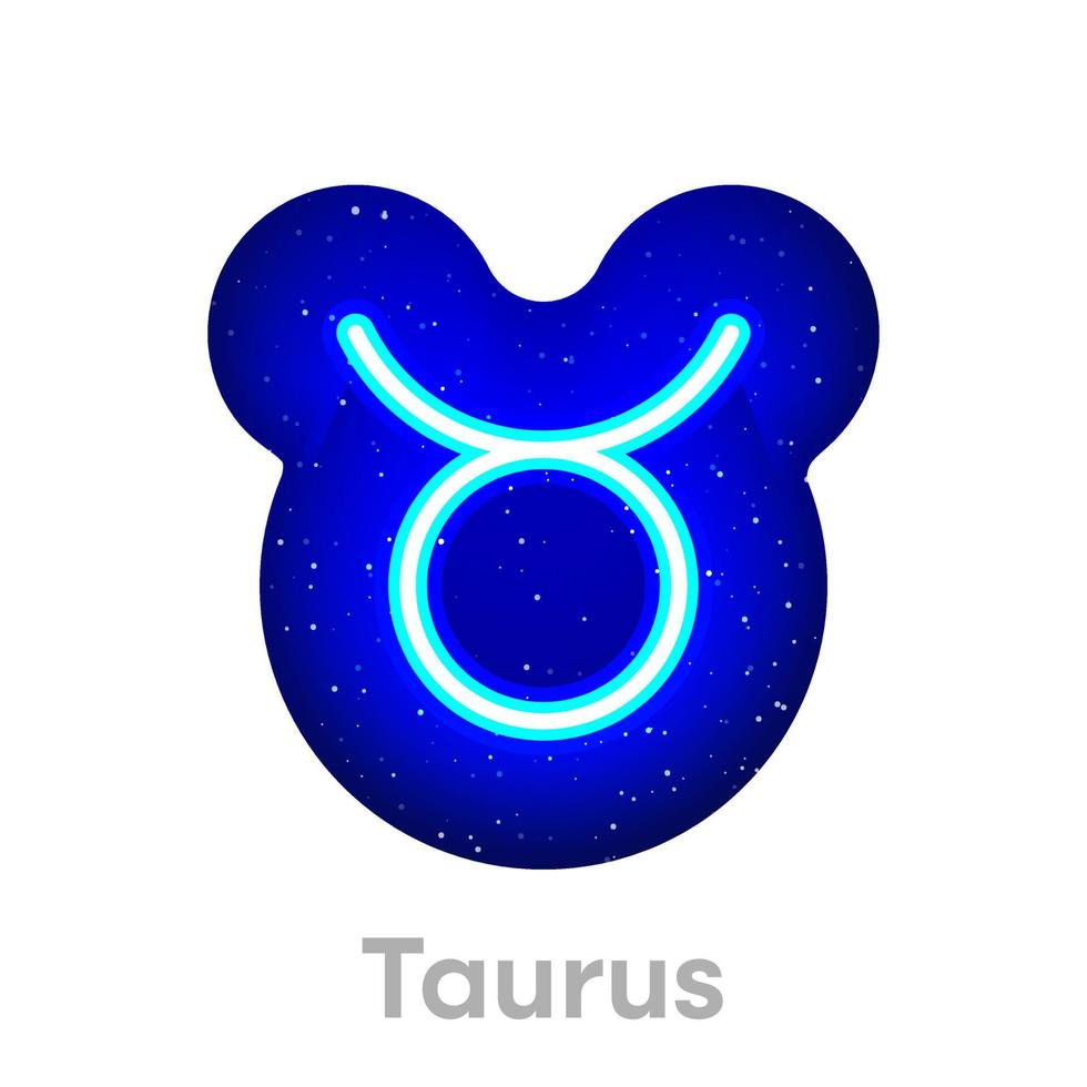 Neon blue Taurus zodiac icon in space. Realistic neon horoscope icon. Glowing neon Taurus zodiac line icon. It has mask area on White Background. vector