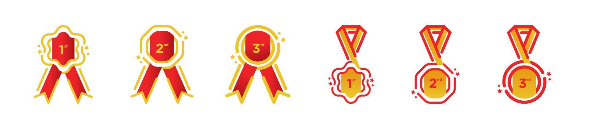 medallas de cinta e iconos de trofeos. vector