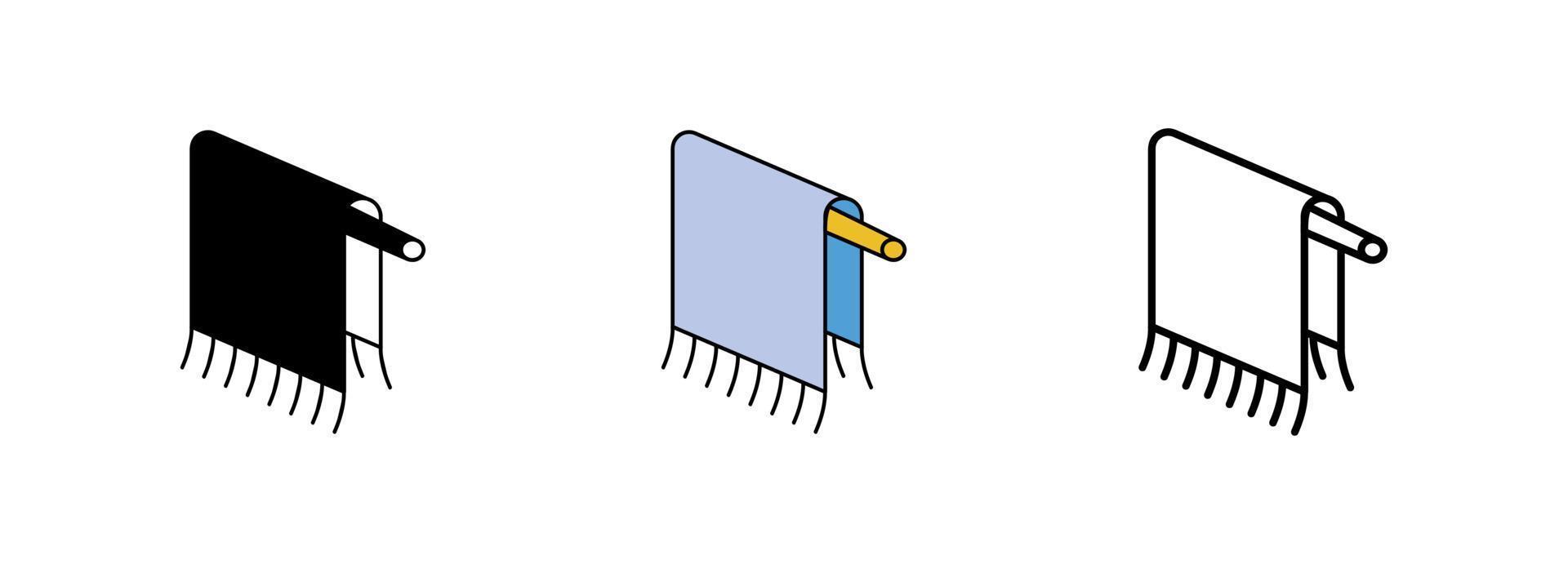 toalla en el icono del baño. silueta, conjunto colorido y lineal. vector