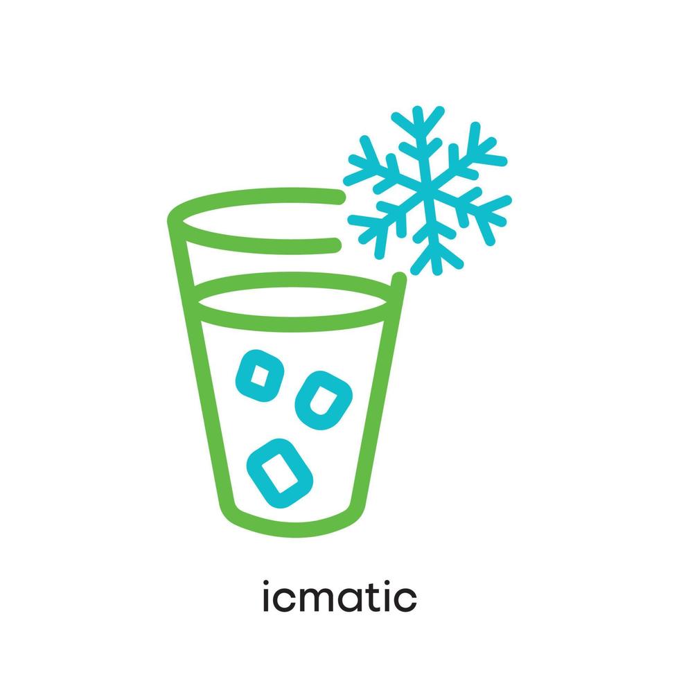 Frosted glass icon. Ice maker icon.  Editable Stroke. vector