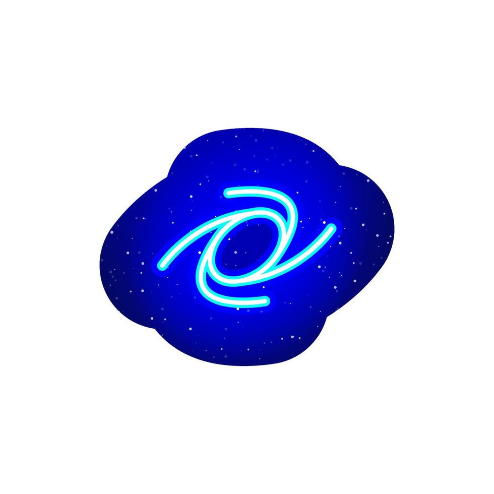 Cyclic motion sign in neon blue space. Midnight blue. Spiral loop linear design with neon. Realistic neon icon. There is mask area on White Background. vector