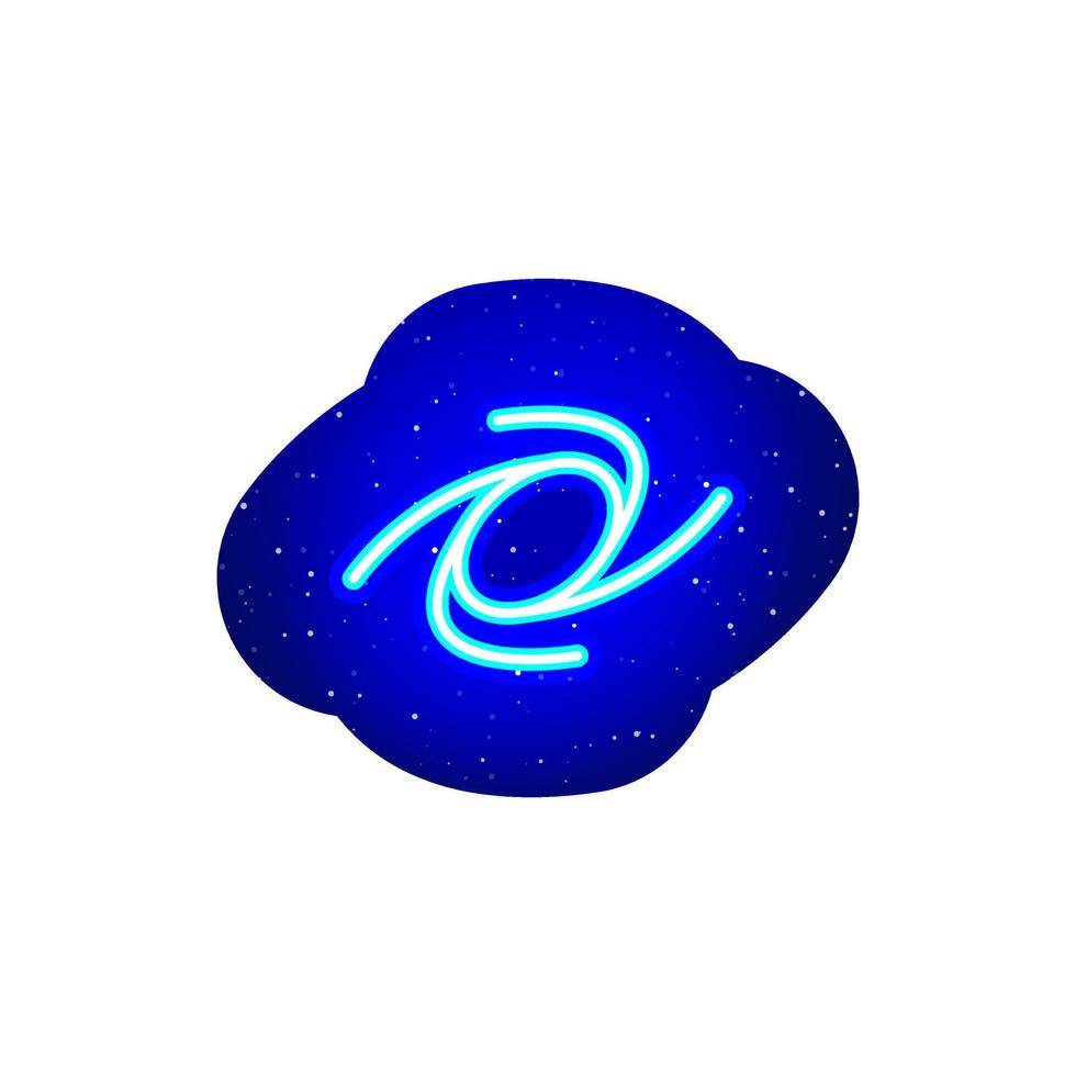 signo de movimiento cíclico en el espacio azul neón. azul medianoche. diseño lineal de bucle en espiral con neón. icono de neón realista. hay un área de máscara sobre fondo blanco. vector