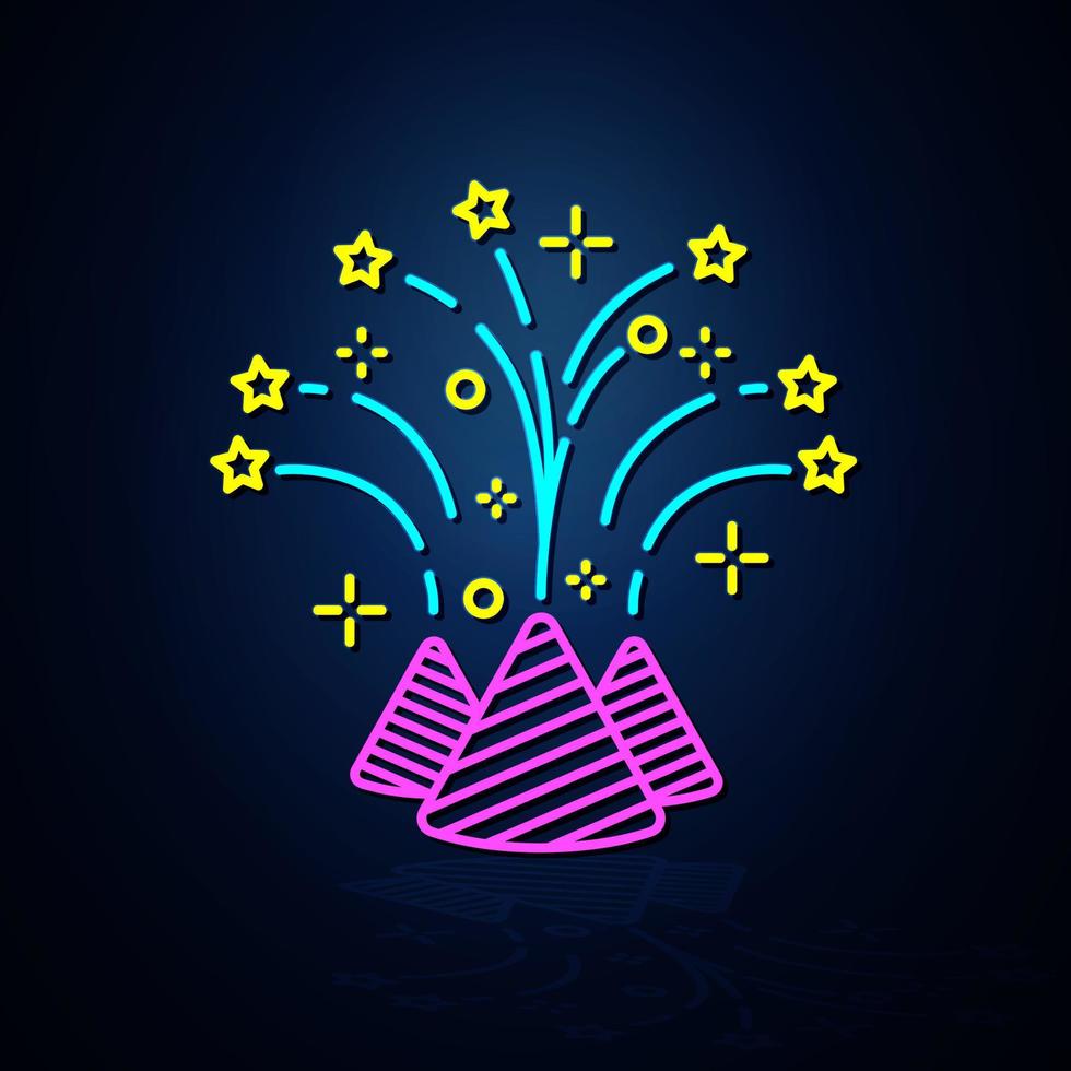 Neon kite icon looks clear. Festive flying icon with neon stripes. Festival and event icon. Neon icon. vector