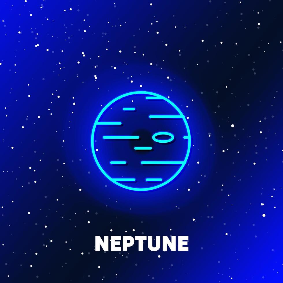 Neptune planet neon icon design. Space and planets and universe concept. Web elements in neon style icons. Realistic icon for websites, web design, mobile app, info graphics. vector