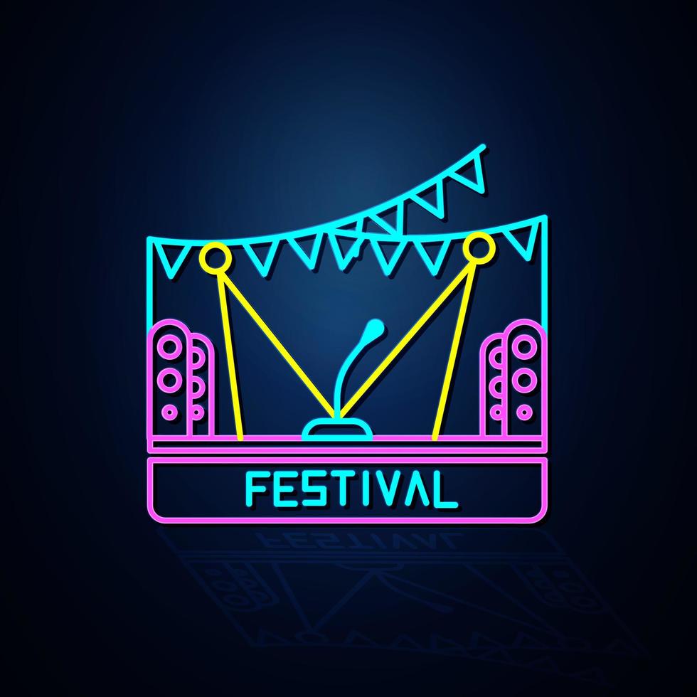 Neon festival icon looks clear. Neon striped concert. Festival and event icon. Neon icon. vector