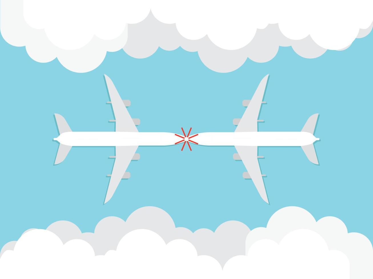 los aviones que salen de las nubes chocan. vector