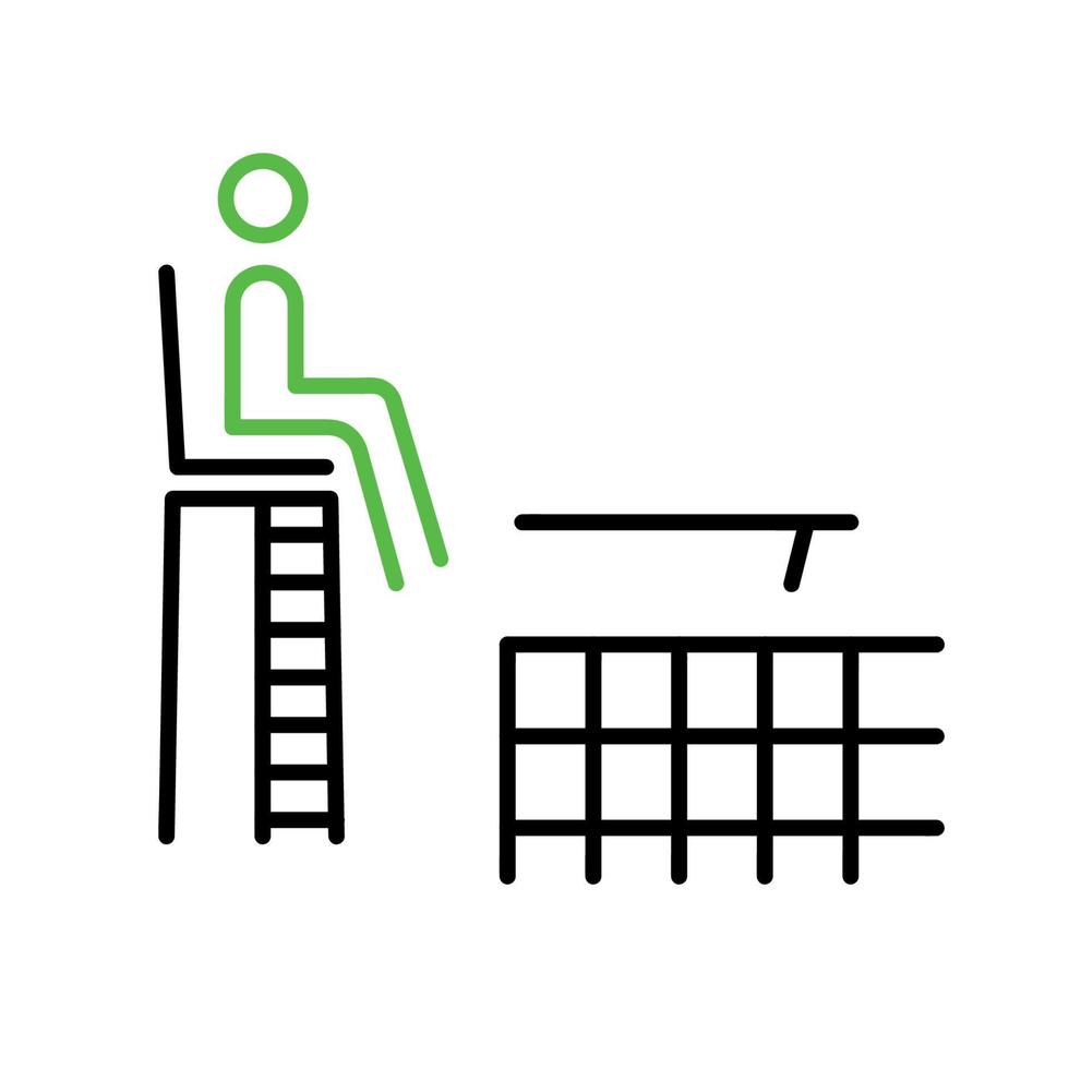 The tennis referee icon. Tennis referee and tennis net together. This icon is the icon symbols of the tennis match. Sports competition icon set. Editable Stroke. Logo, web and app. vector