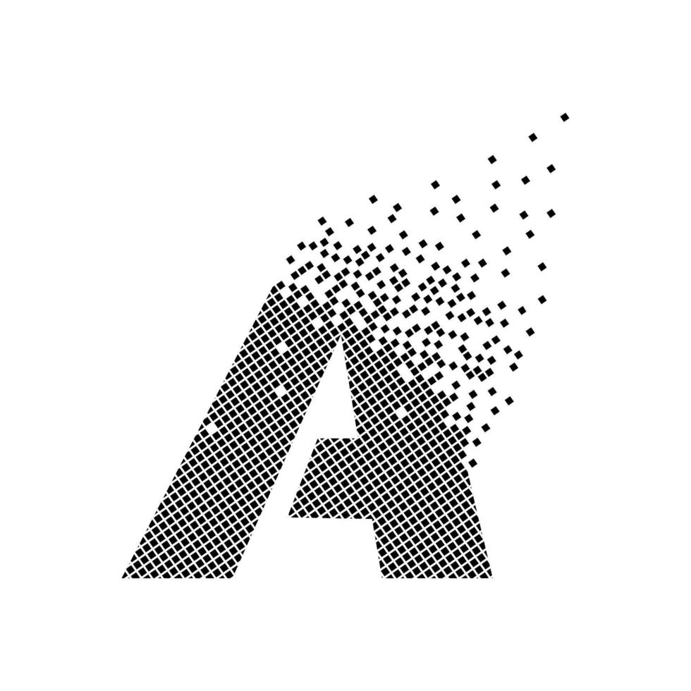 Letter A animated pixel dot logo. vector