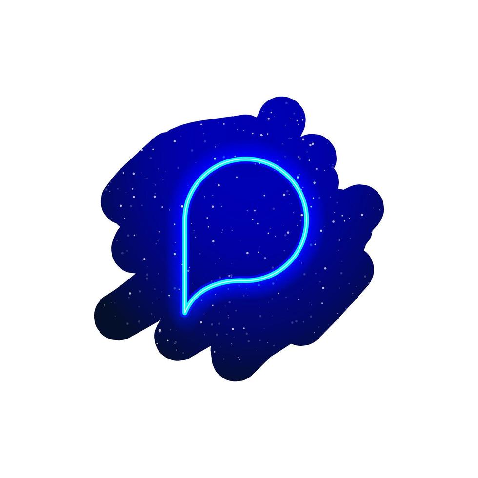 Neon LED blue speech bubble icon type. midnight blue. Realistic neon icon. Neon conversation area and messaging icon night show. Isolated On White Background. vector