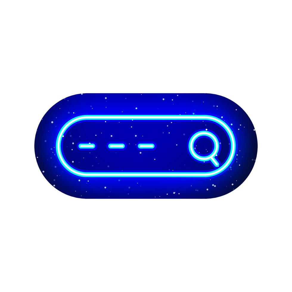 Neon blue web tab area icon. Midnight blue. Search tab design with neon text area. Realistic neon icon. There is mask area on White Background. vector