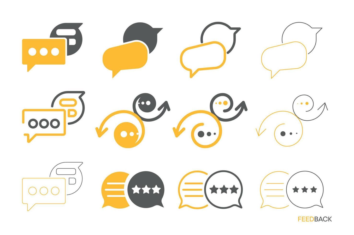 Feedback speech bubble icon set. vector