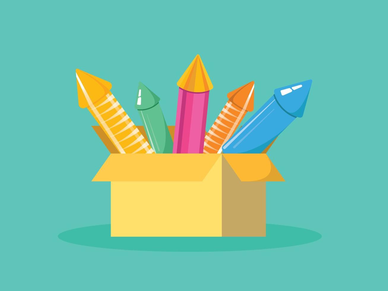 Fireworks in the cardboard box. Modern creative design. vector