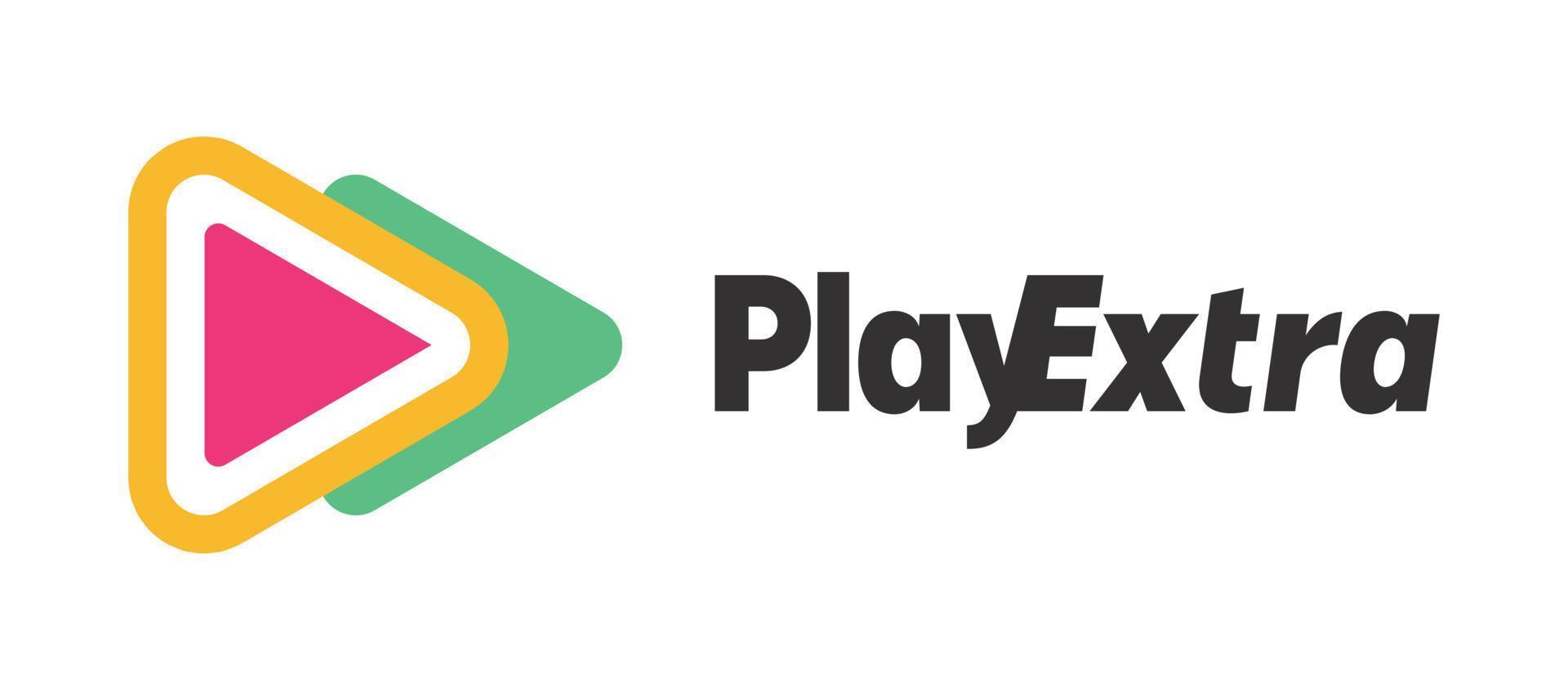 Play extra logo design. Play web icon modern. vector