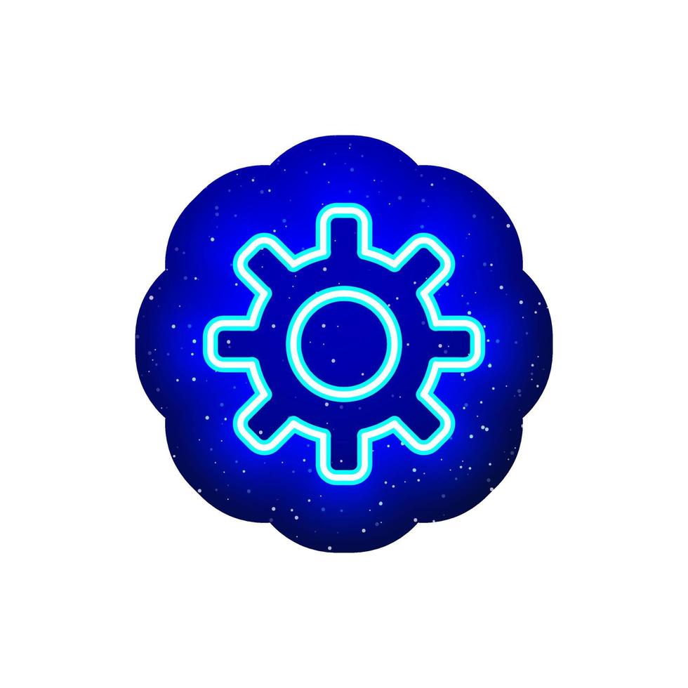 Neon blue type of machine wheel icon. Midnight blue. Neon with machine gear-setting icon. Realistic neon icon. It has mask area on White Background. vector