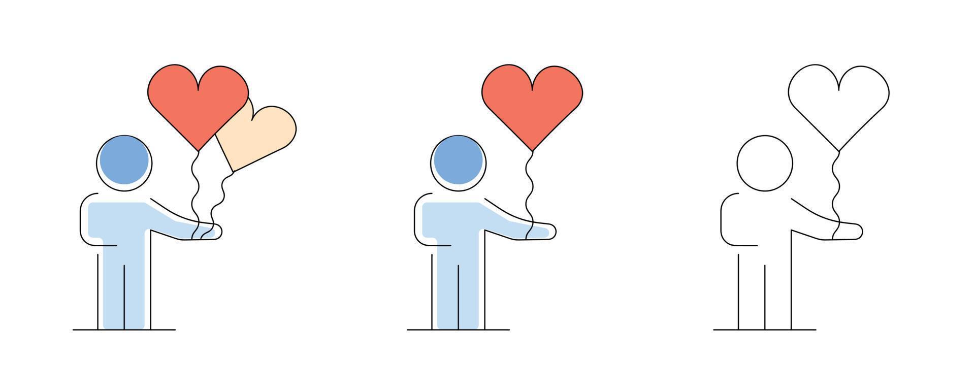 A person holds heart in hand, gift giving icon. vector