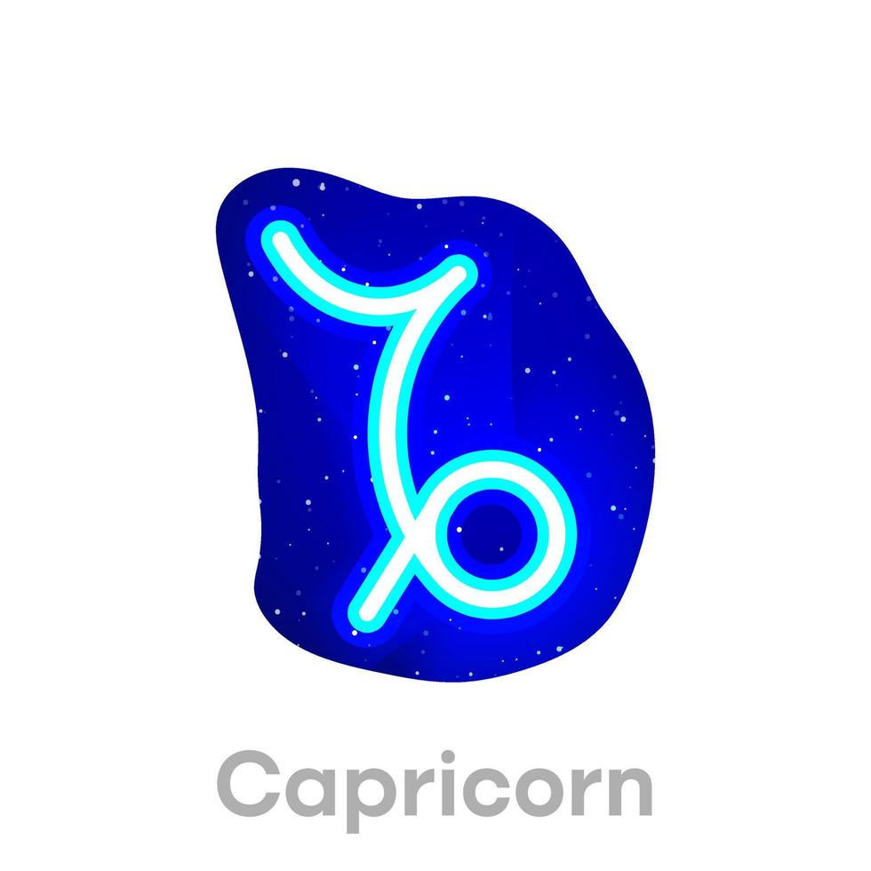 icono del zodiaco capricornio azul neón en el espacio. icono de horóscopo de neón realista. icono de línea zodiacal capricornio de neón brillante. tiene área de máscara sobre fondo blanco. vector