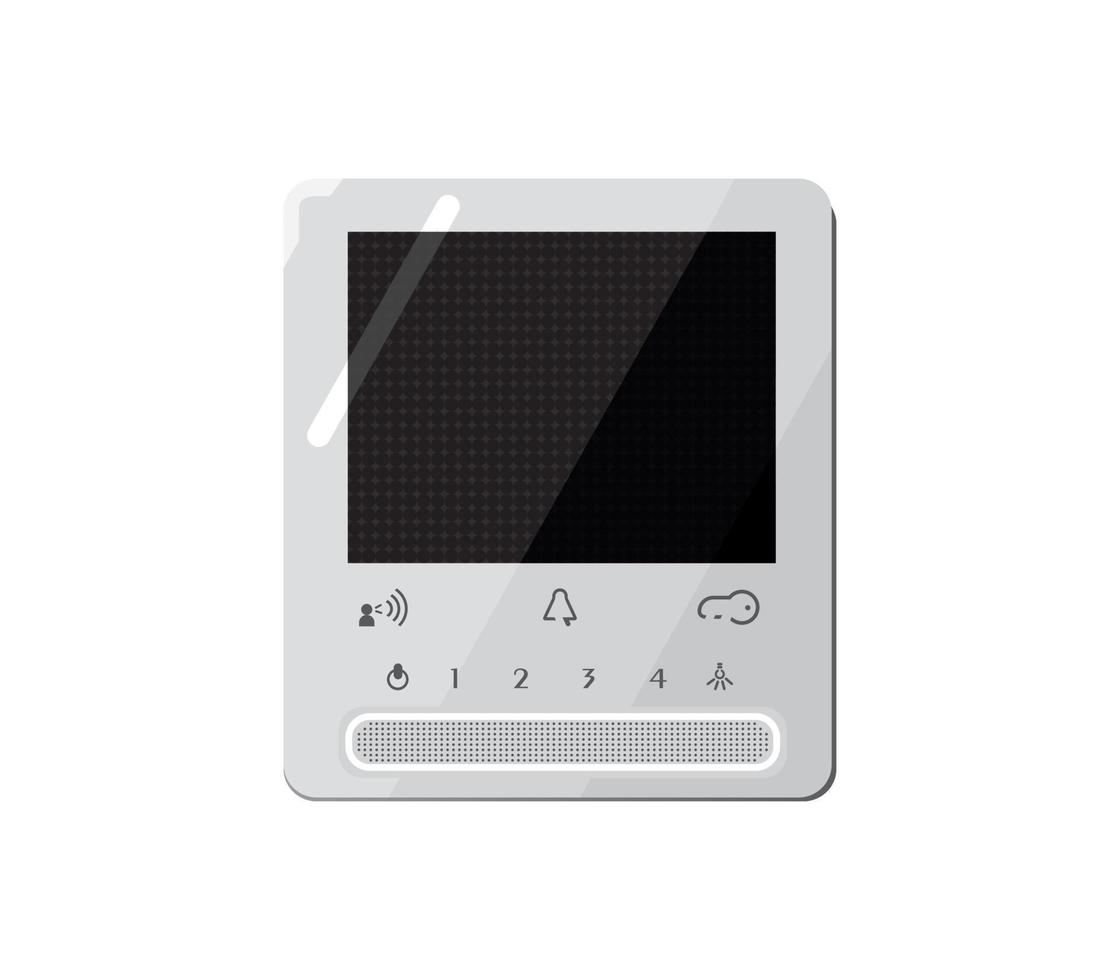 Pressing the door opening button on the door a video door phone closed screen. Smart Home. Safety System. vector