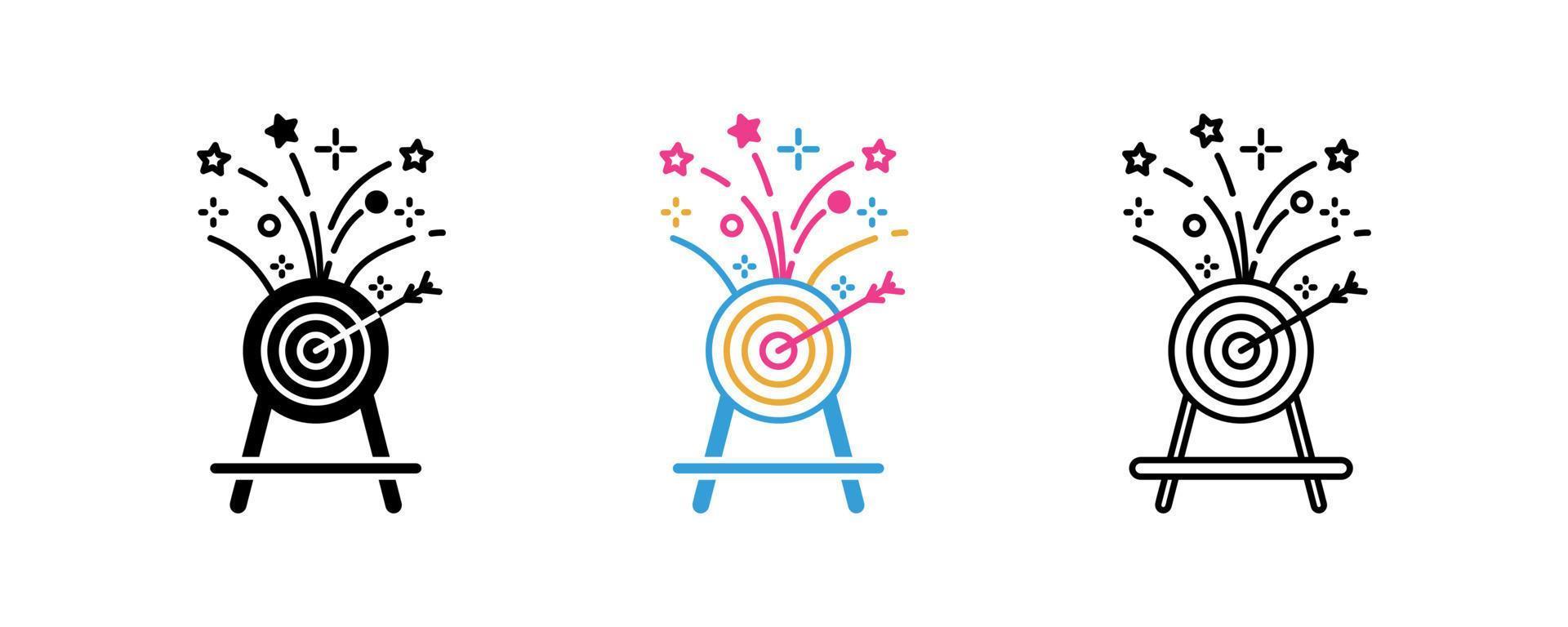 darts and explosion icon together at event. Festival and event icon set. vector