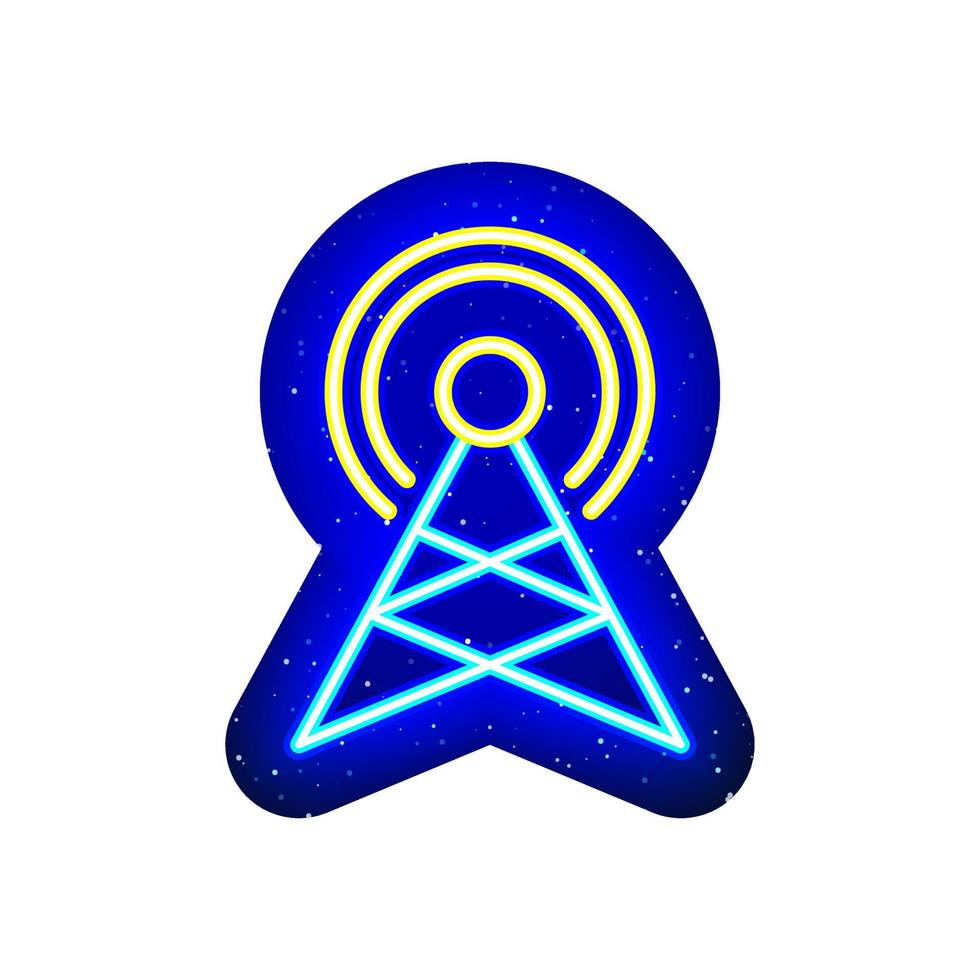 Neon cellular internet icon. Midnight blue. Neon phone communication network speed design. Realistic neon template icons. There is mask area on White Background. vector