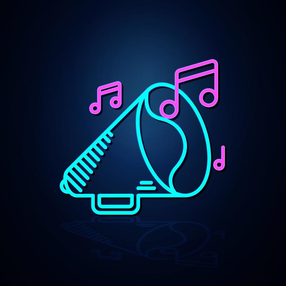 Neon speaker and musical note icon look clear. Neon line icon. Entertainment and karaoke music icon. neon icon. vector