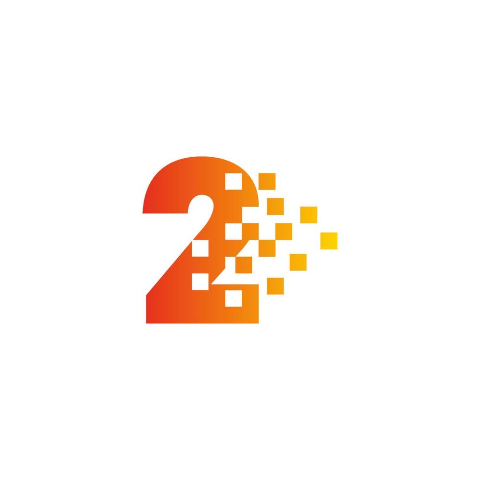 Colorful number 2 sign fast pixel dot logo. Number two pixel art. Integrative pixel movement. Creative messy technology icon. Modern icon creative ports. vector