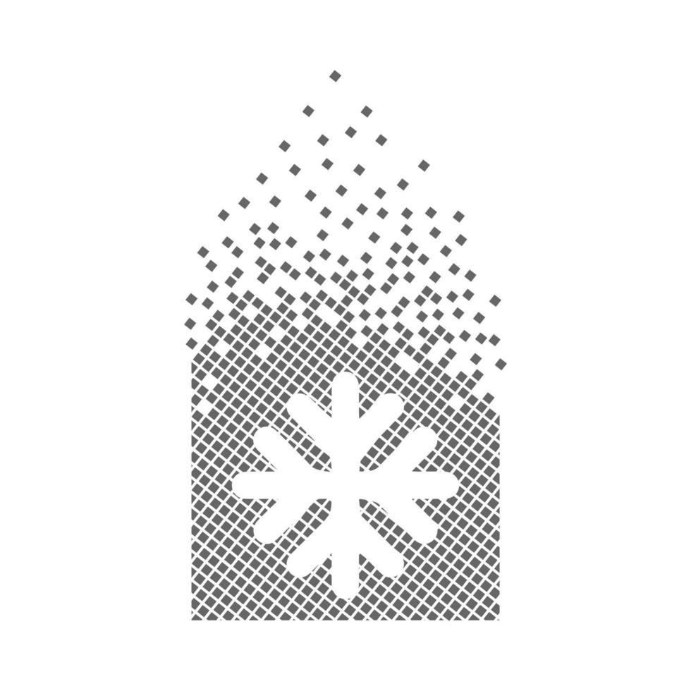 icono de puntos de píxeles rápidos de copo de nieve. el píxel de la marca de degradación ambiental es sólido y plano. arte de punto móvil disuelto y disperso. movimiento de píxeles integrador e integrador. conectando los puntos modernos. vector