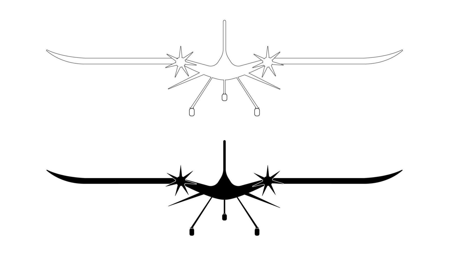 icono de vehículo aéreo no tripulado monocromo. vector