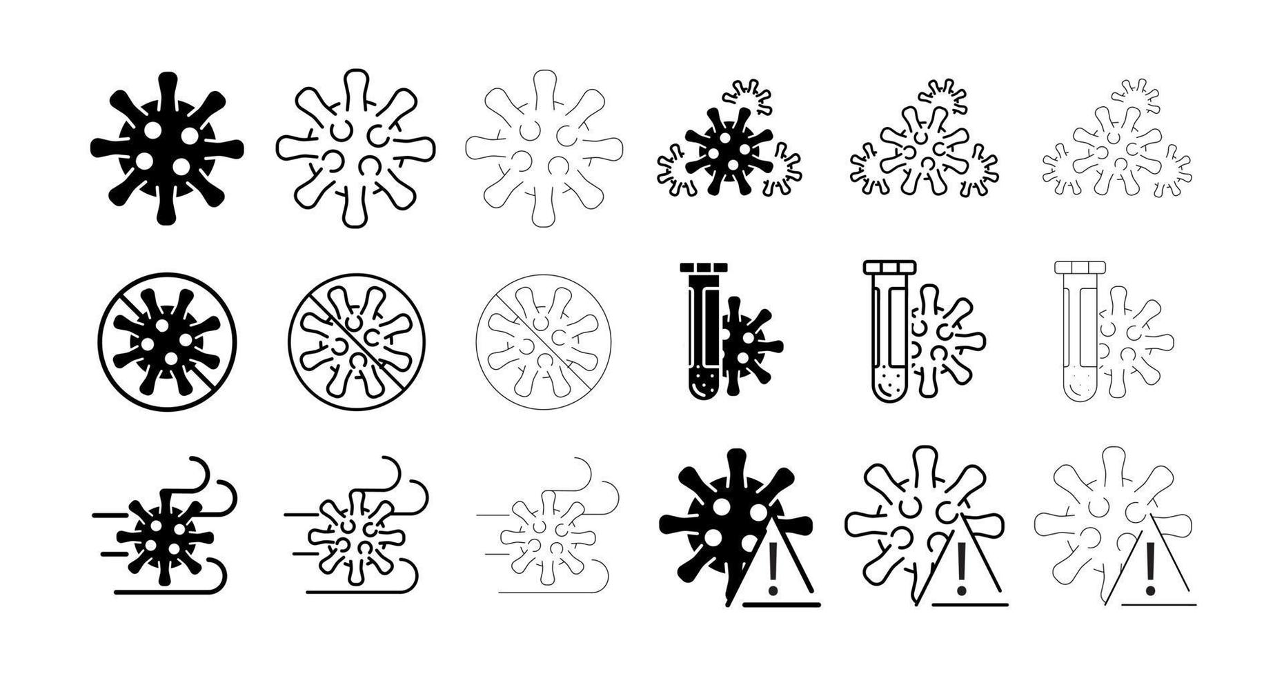 18 different thickness virus icon set. vector