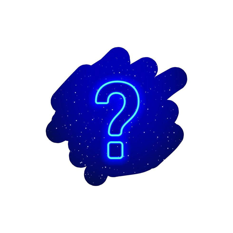 LED blue glow neon question mark icon type. Realistic neon explosion. Question mark night show among the stars. Isolated On White Background. vector