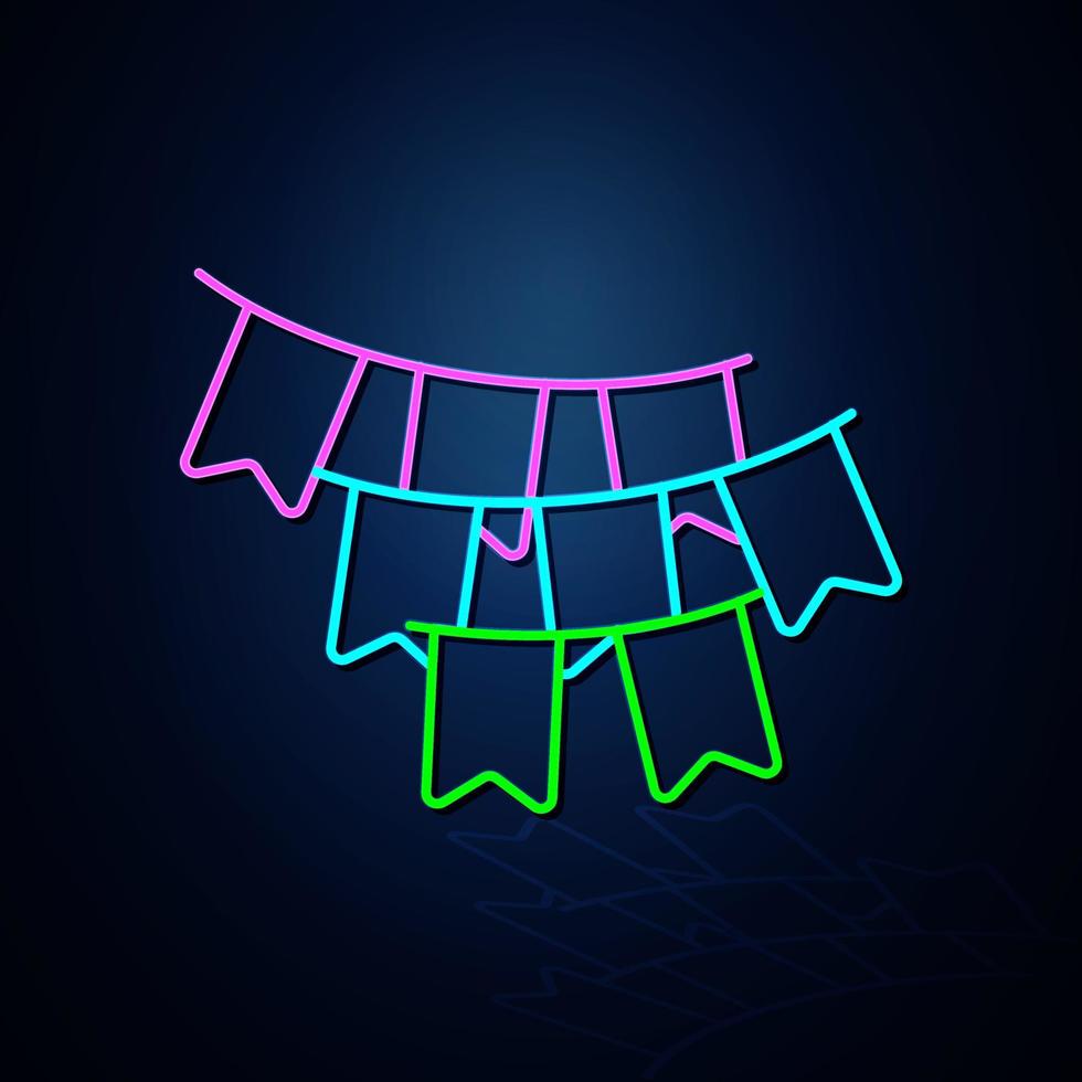 Neon ornament icon looks clear. Neon striped banner. Festival and event icon. Neon icon. vector