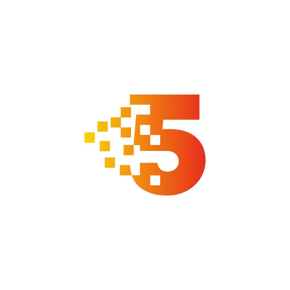 Colorful number 5 sign fast pixel dot logo. Number five pixel art. Integrative pixel movement. Creative messy technology icon. Modern icon creative ports. vector