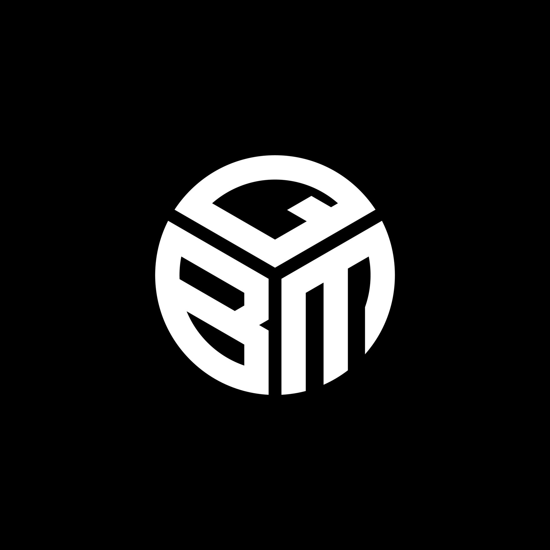 QBM letter logo design on black background. QBM creative initials