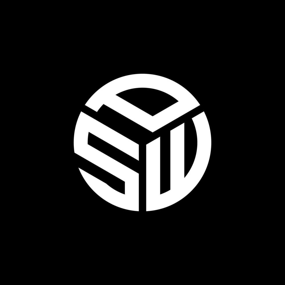 PSW letter logo design on black background. PSW creative initials letter logo concept. PSW letter design. vector